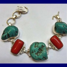 bracelet..red coral and turquoise